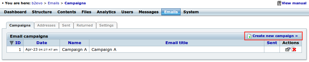 Creating an email campaign