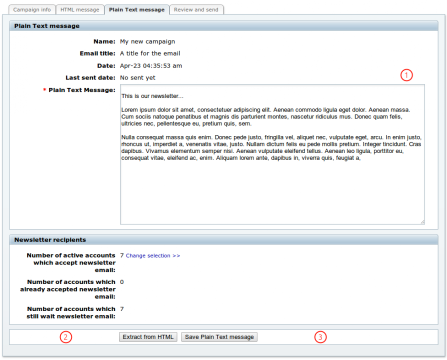 Creating an email campaign