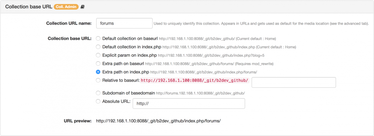 Collection base URL