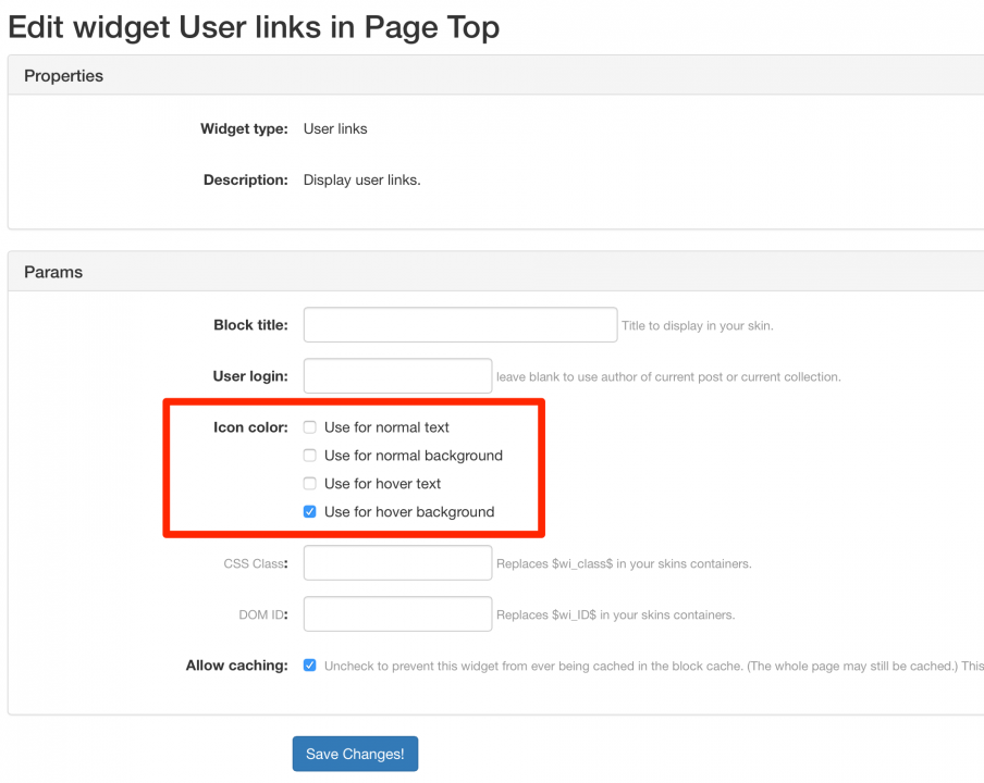User Links Widget