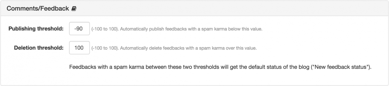 Comments/Feedback Panel