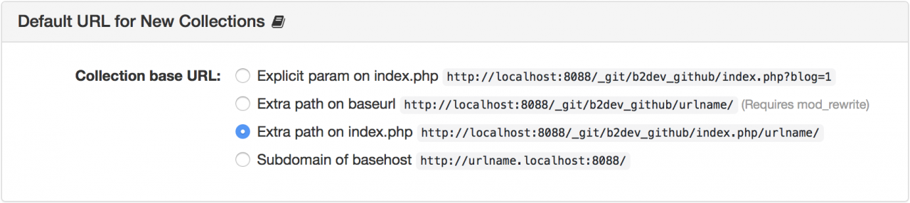 Default URL for New Collections