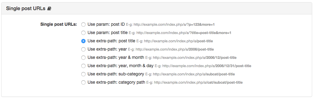 Single Post URLs Panel