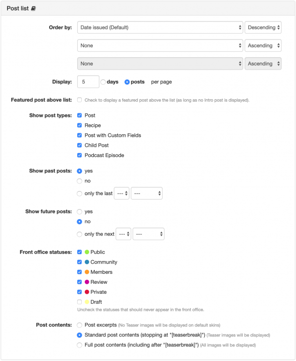 Post List Panel