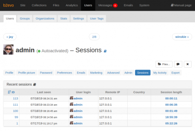 Sessions Tab