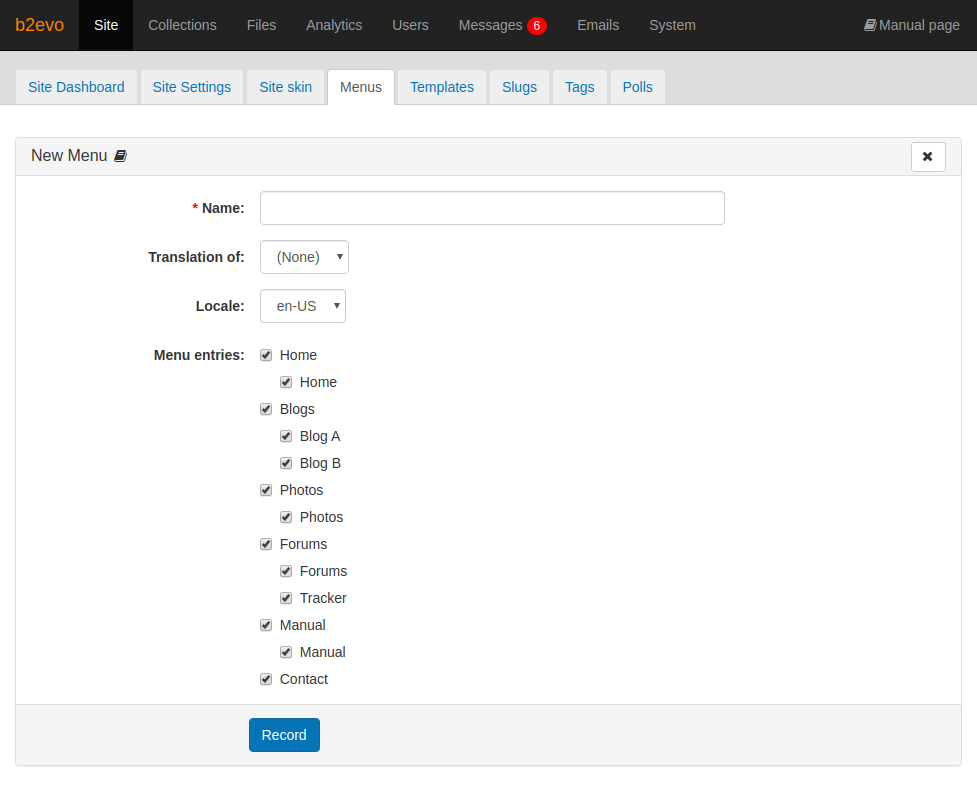 Menu Form