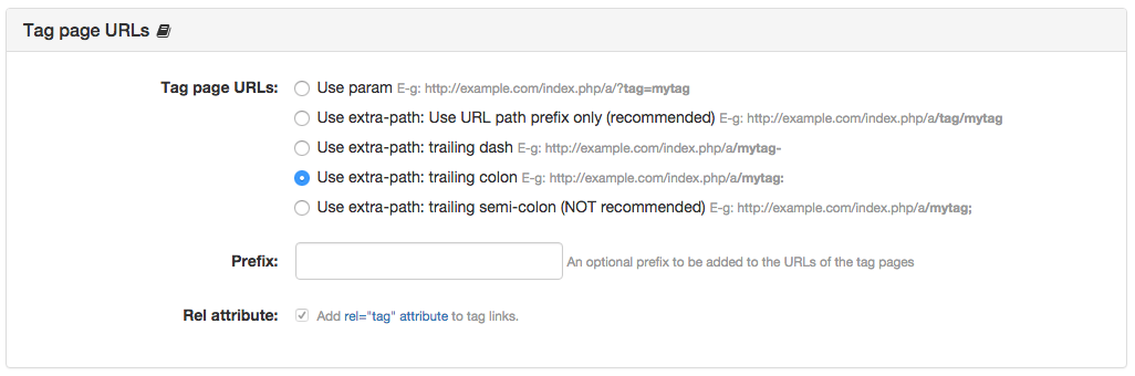 Tag Page URLs Panel