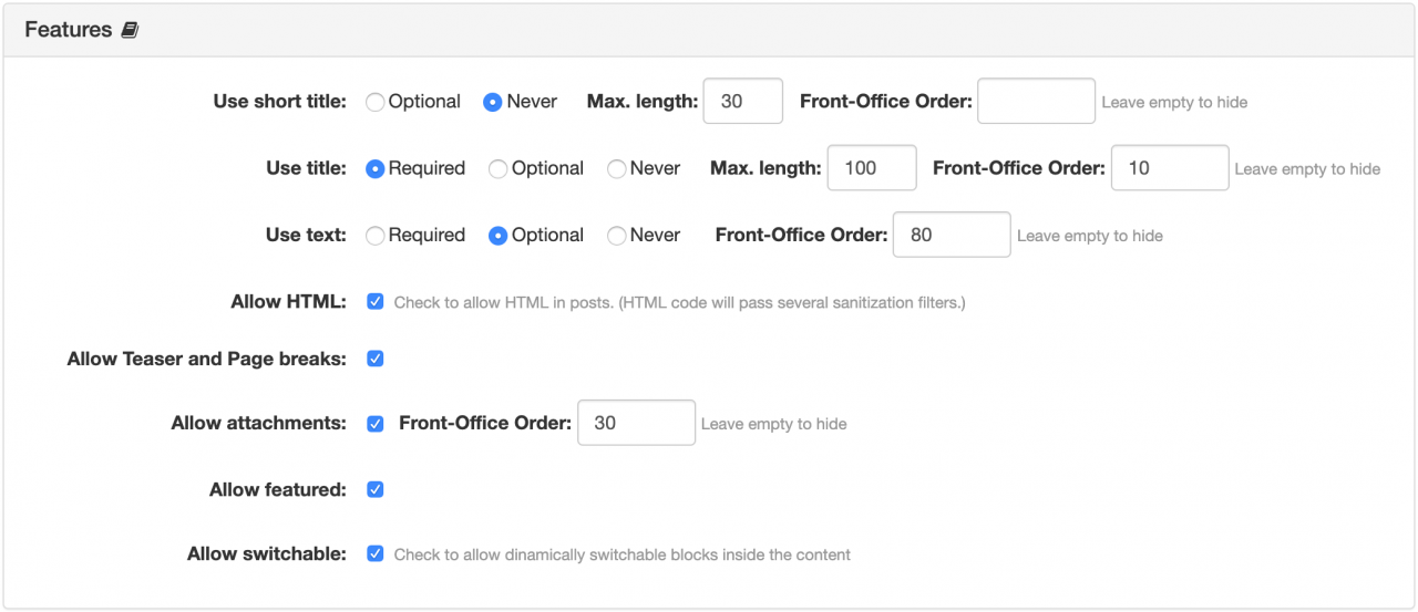 Item Type: Features Panel