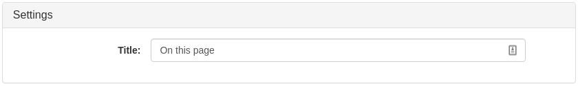 Table of Contents Widget