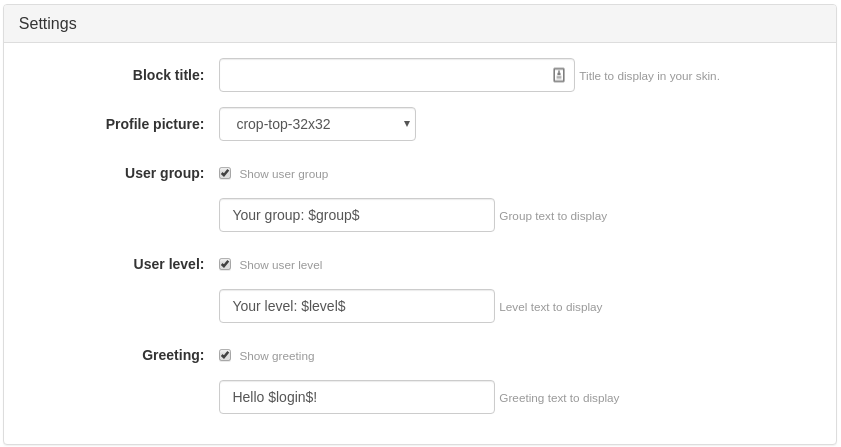 User Greetings Widget