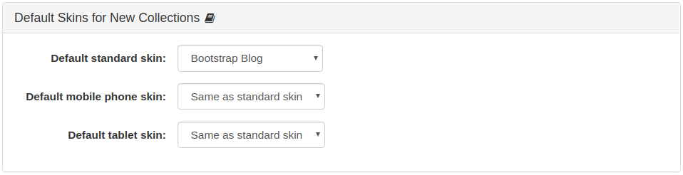 Default Skins for New Collections