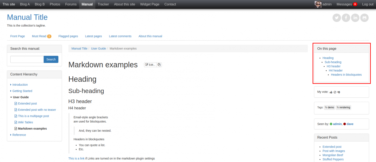 Table of Contents Widget
