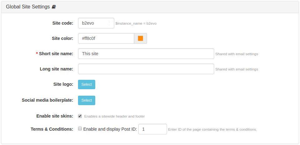 Global Site Settings