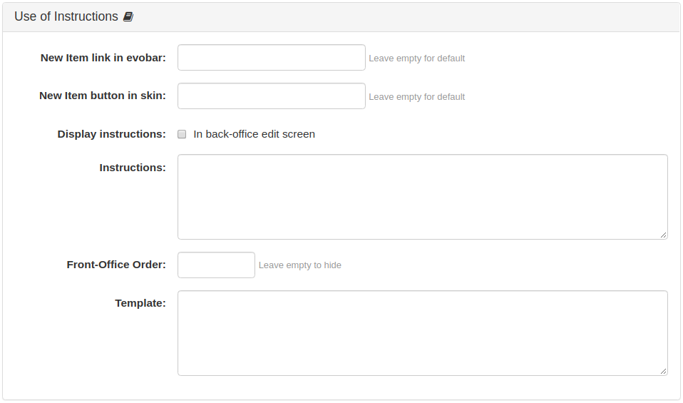 Item Type: Use of Instructions Panel