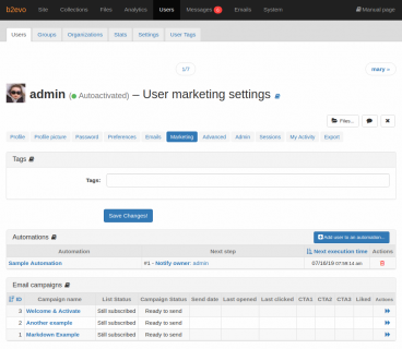 Marketing Tab