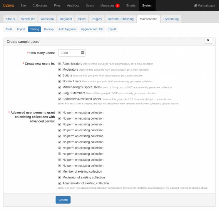 Create Sample Users Tool