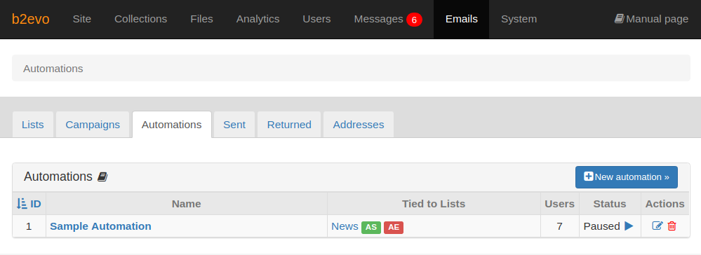Automations List