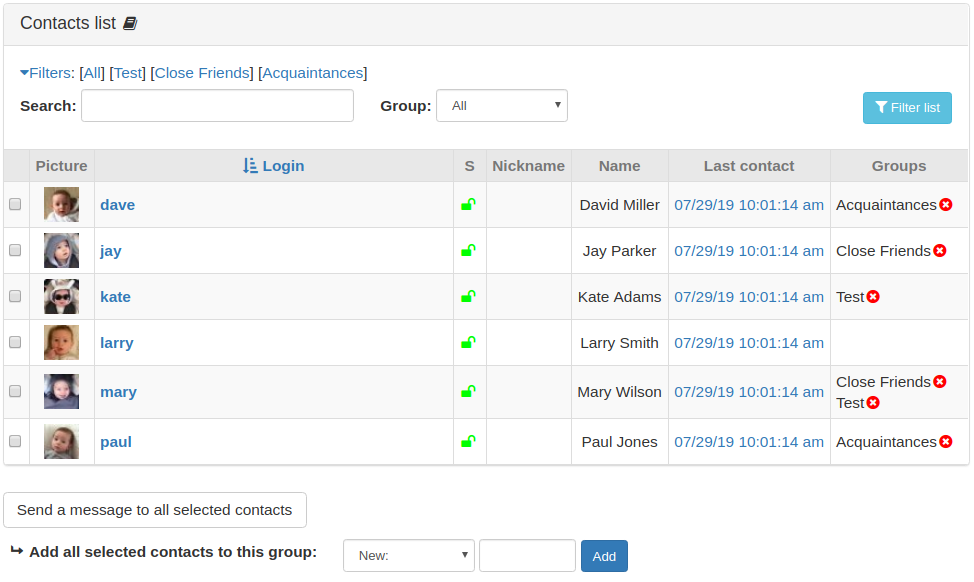 Contacts List