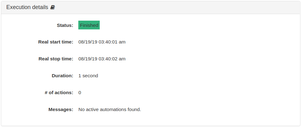 Scheduled Job Execution Details Panel