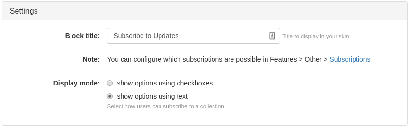 Subscribe to Collection Updates Widget