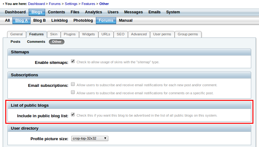 Public collections list widget