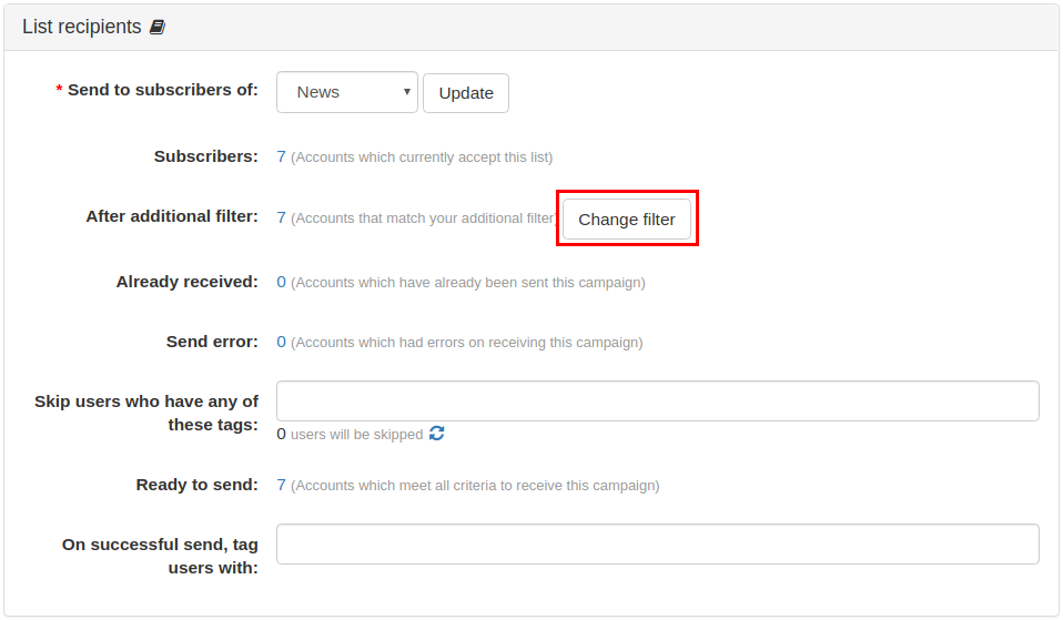 List action: Add users to Email Campaign