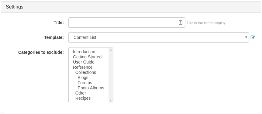 Category Content List widget