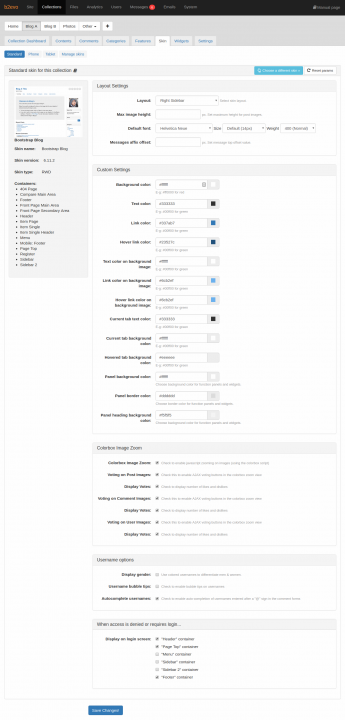 Collection Skin Settings