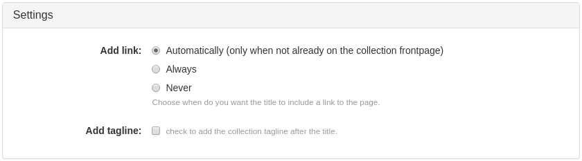 Collection Title widget