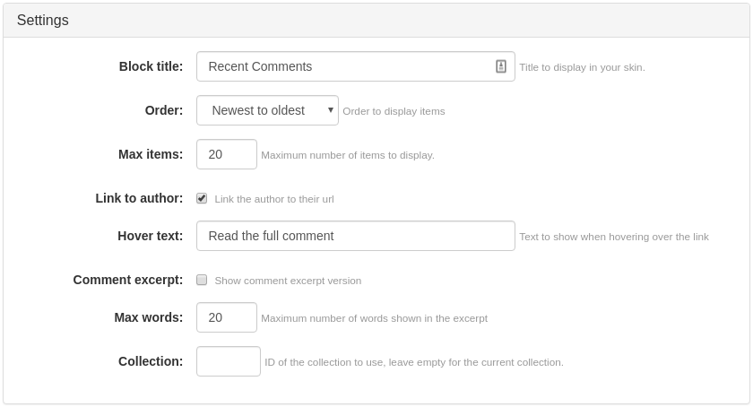 Comment List Widget