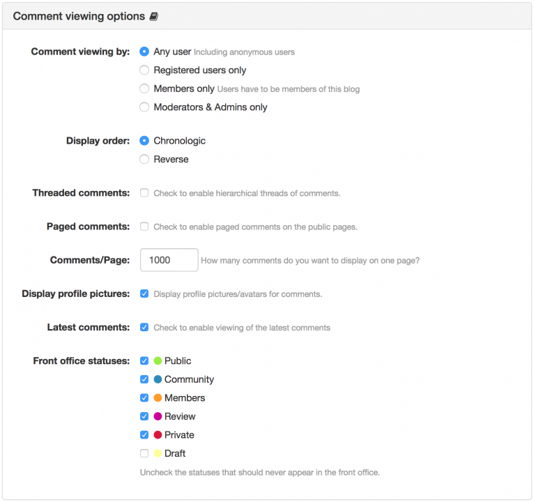 Comment Viewing Options