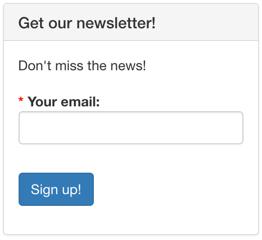 Email capture / Quick registration Widget