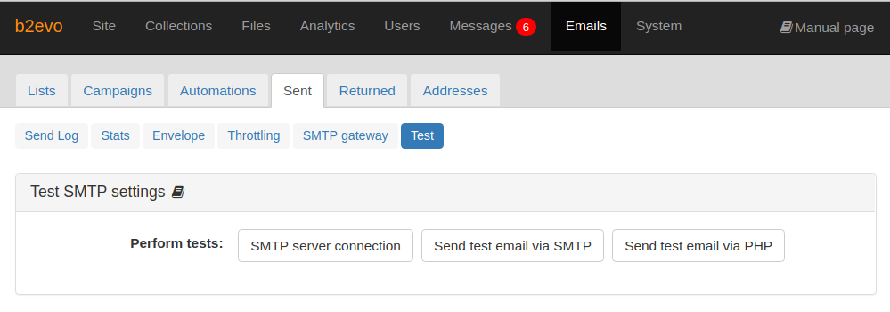 Test SMTP Settings