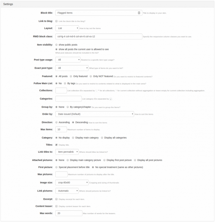 Flagged Item List Widget