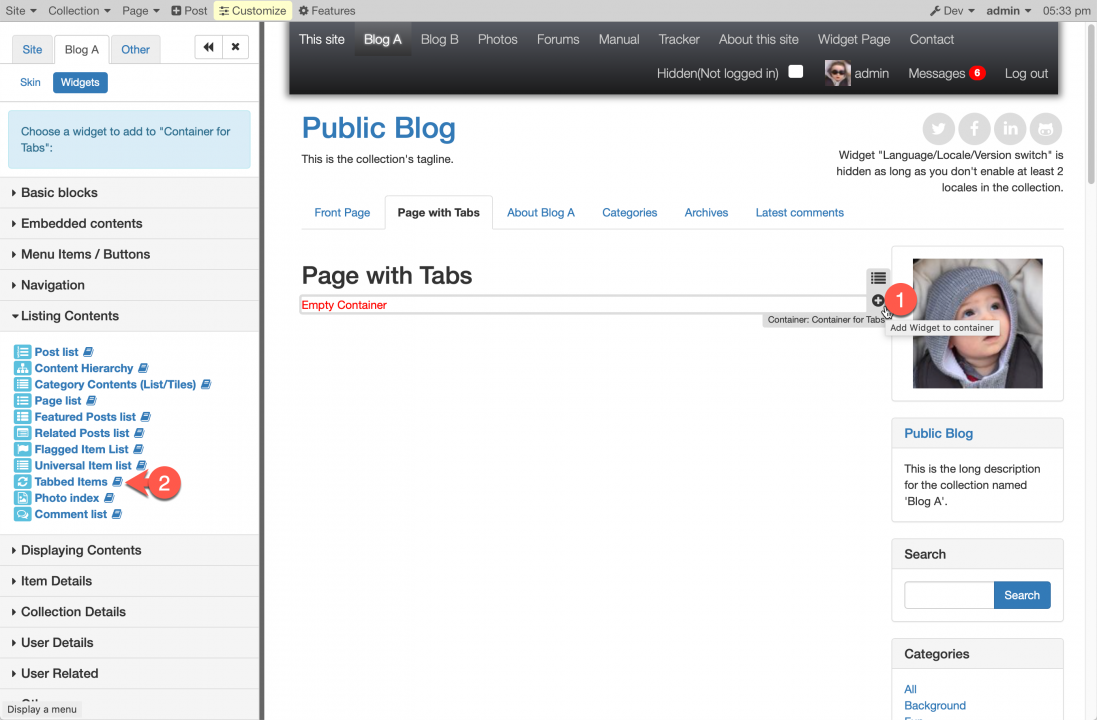 How to Display content as Tabs on a page