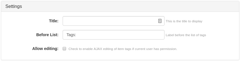 Item Tags Widget