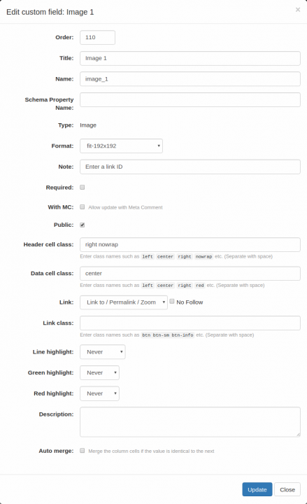 Item Type: Custom Fields Panel