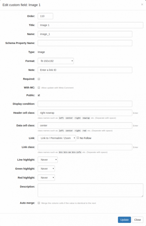 Item Type: Custom Fields Panel