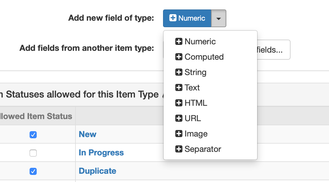 Item Type: Custom Fields Panel