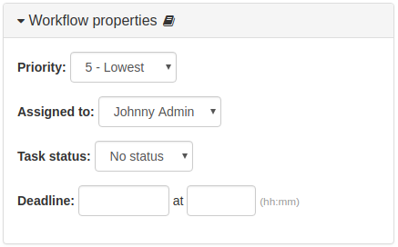 Item Workflow Properties Panel