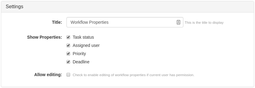 Item Workflow Properties Widget