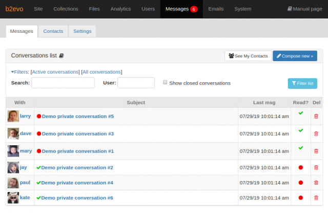 Messages - b2evolution CMS User Manual