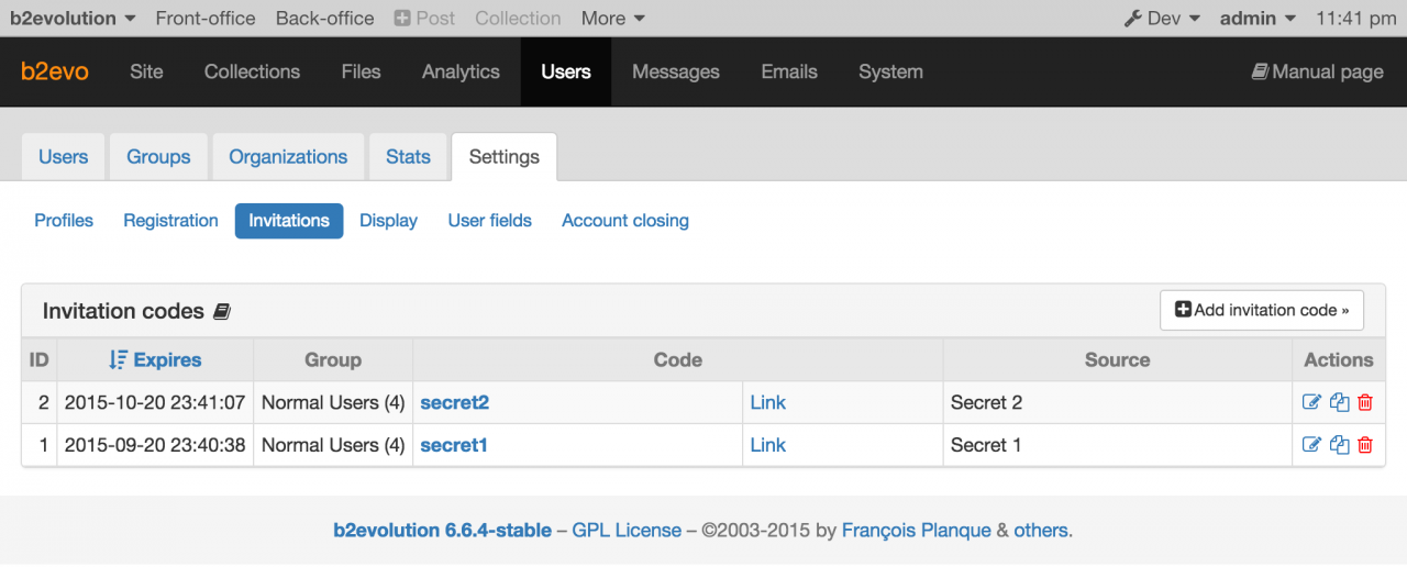 Invitation Codes List