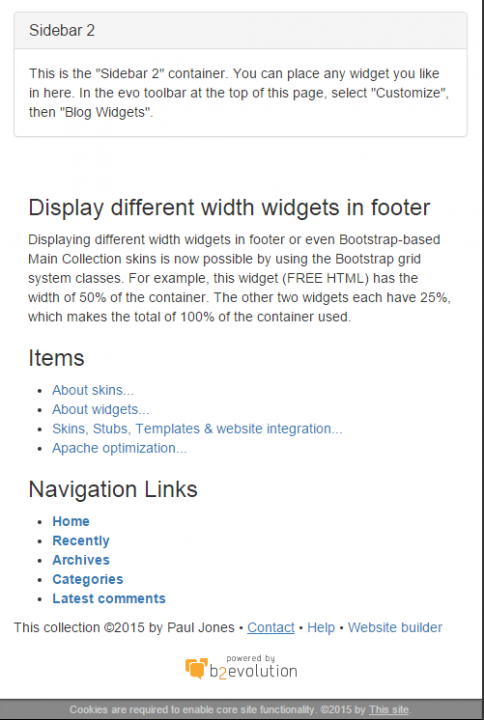 Using bootstrap classes in footers