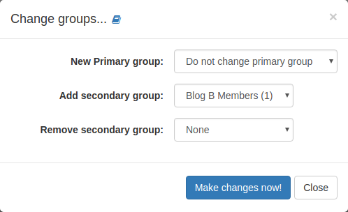 List action: Change groups