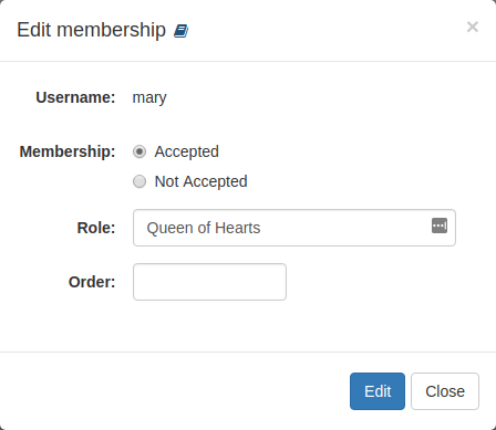 Organization: Edit user membership