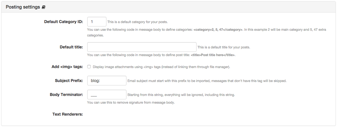 Post by Email - Posting Settings