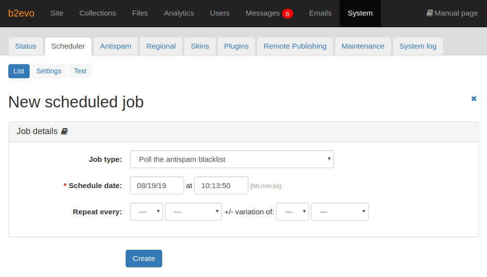 Scheduler Job Form