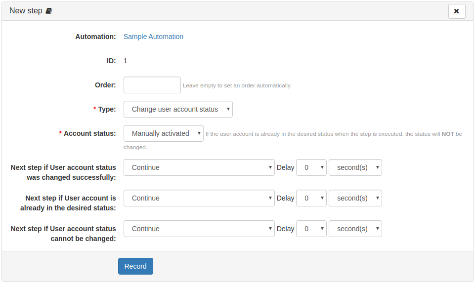 Automation Step: Change User Account Status