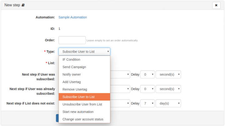 Step / Action details - b2evolution CMS User Manual